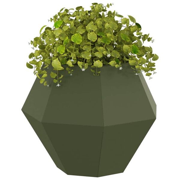 vidaXL Plantenbak 2 pcs Olijf Groen 50 x 50 x 40 cm Staal