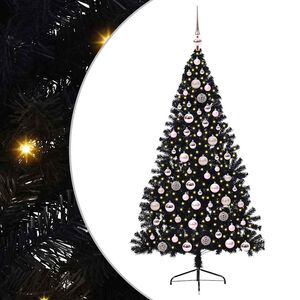 vidaXL Kunstmatig Voorverlicht Kerstboom met 300 LED Zwart 180 cm PVC