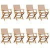 vidaXL Tuinstoelen 8 st inklapbaar stof en massief hout taupe