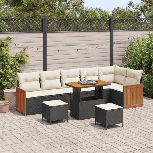 vidaXL Tuin Sofa Set 9 pcs Zwart en Cr&egrave;me poly rattan