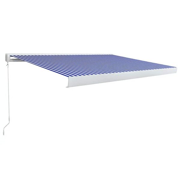 vidaXL Luifel handmatig 350x250 cm blauw en wit