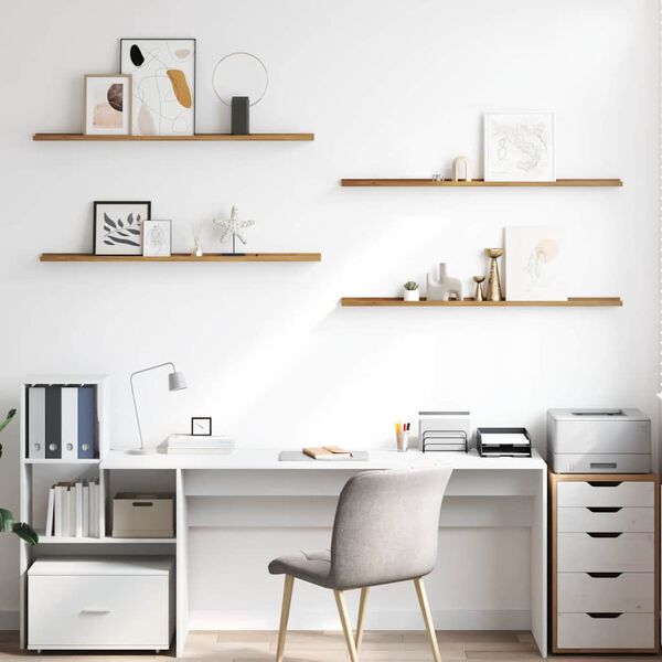 vidaXL Wandplank met plank 4 pcs Bruin 115 x 9 x 3 cm Bewerkt hout