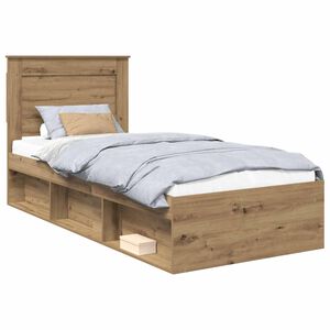 vidaXL Bedframe Ambachtelijk eiken 90 x 200 cm Massief grenenhout