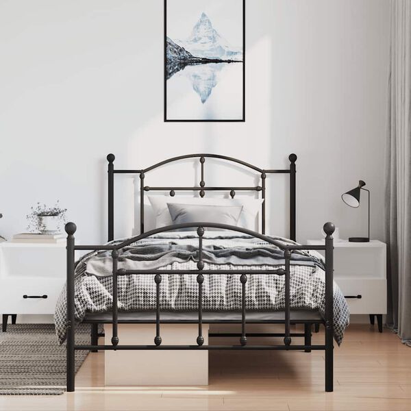 vidaXL Bedframe met hoofd- en voeteneinde metaal zwart 100x190 cm