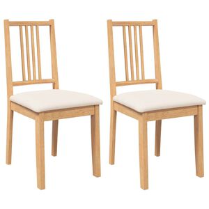 vidaXL Eetkamerstoelen met kussens 2 st massief hout naturel rubber