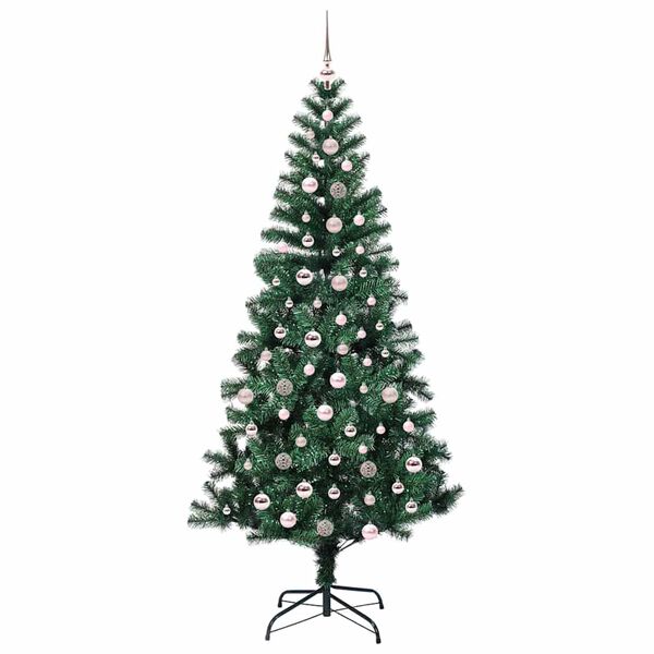 vidaXL Kunstmatig Voorverlicht Kerstboom Groen 240 cm PVC en Metaal