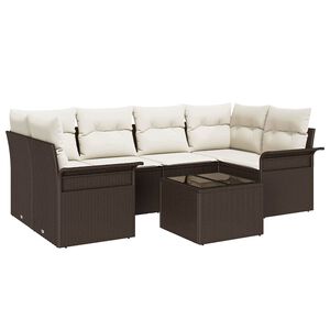 vidaXL Tuin Sofa Set met kussen 7 pcs Bruin poly rattan