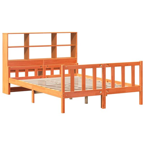 vidaXL Bed met boekenkast zonder matras hout wasbruin 160x200 cm