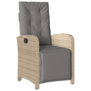 vidaXL Tuinstoel verstelbaar met voetensteun poly rattan gemengd beige