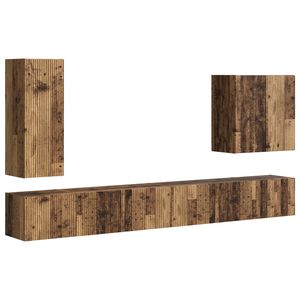 vidaXL TV Wandkast Set Wandgemonteerd 6 pcs Oud Hout