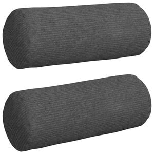 vidaXL Bolster Kussens 2 stuks Donkergrijs &Oslash; 15 x 40 cm Cordstof