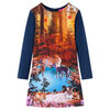 vidaXL Kinderjurk met lange mouwen 128 marineblauw