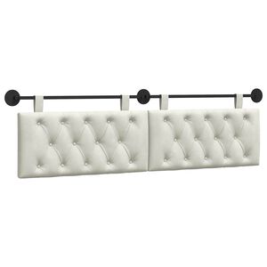 vidaXL Hangend hoofdbord Met LED-verlichting Cr&egrave;mekleurig Fluweel