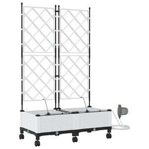 vidaXL Tuin Pot met Irrigatie en Wielen 2 st Wit 80 x 40 x 132 cm PP