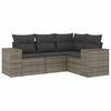 vidaXL 4-delige Loungeset met kussens poly rattan grijs