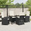 vidaXL Tuin eettafelset met kussen 5 pcs Zwart poly rattan