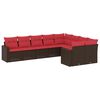 vidaXL 9-delige Loungeset met kussens poly rattan bruin