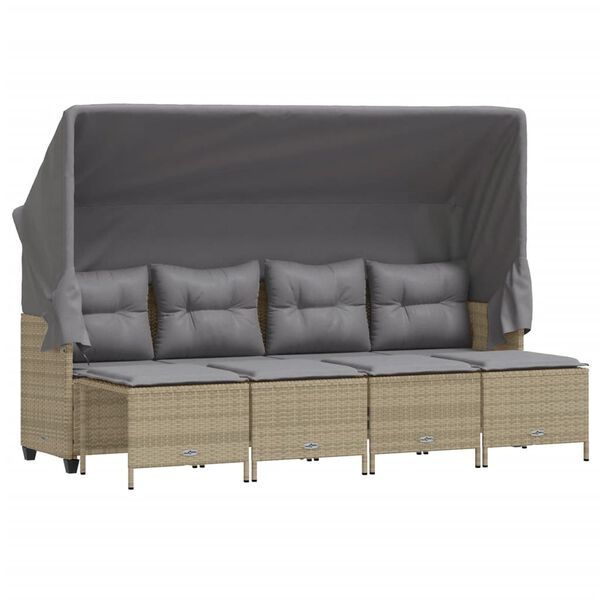 vidaXL 5-delige Loungeset met kussens poly rattan beige