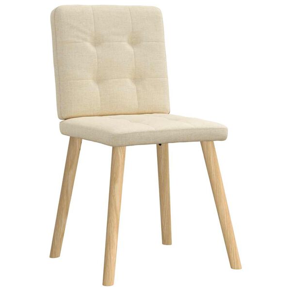 vidaXL Eetkamerstoelen 2 st stof cr&egrave;mekleurig