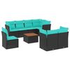 vidaXL 9-delige Loungeset met kussens poly rattan zwart
