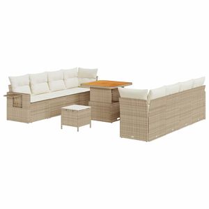vidaXL Tuin Sofa Set met kussen 11 pcs Beige en Cr&egrave;me poly rattan