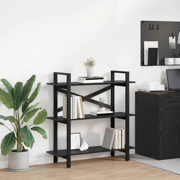 vidaXL Boekenkast Zwart Eiken 100 x 33,5 x 102 cm Bewerkt hout