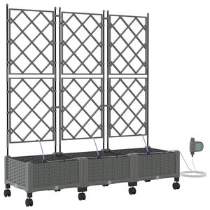 vidaXL Tuin Pot met Irrigatie en Wielen 3 st Lichtgrijs PP