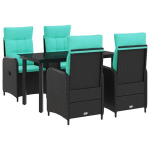 vidaXL Tuin eettafelset 5 st PE Rattan en Poeder-Coated Staal