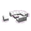 vidaXL 10-delige Loungeset met kussens poly rattan grijs