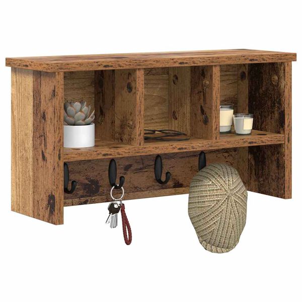 vidaXL Wandgemonteerde kapstok Oud hout 50 x 16 x 26 cm Bewerkt hout