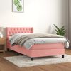 vidaXL Boxspring met matras fluweel roze 90x200 cm