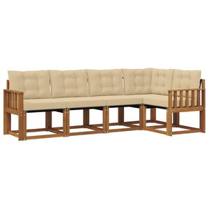 vidaXL Buiten bankenset met kussen 5 pcs Natuurlijk en Beige