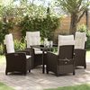 vidaXL Tuin eettafelset met kussen 5 pcs Bruin poly rattan
