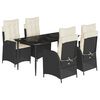 vidaXL 5-delige Tuinset met kussens poly rattan zwart