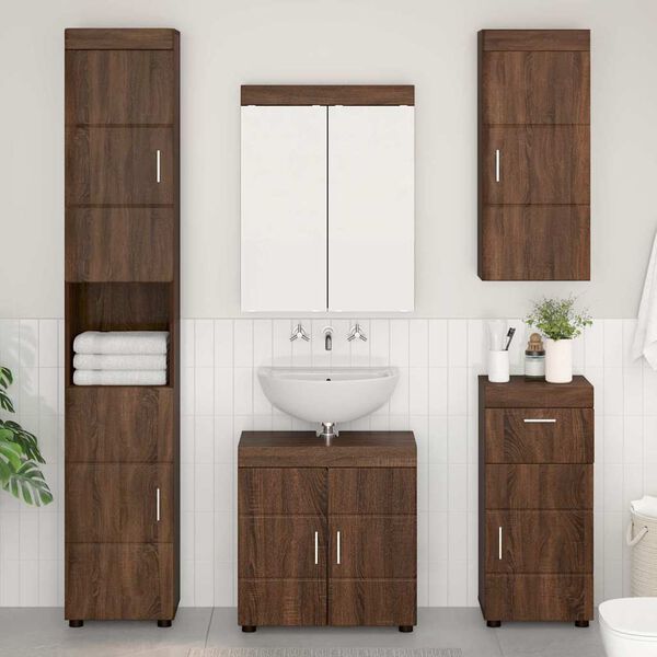 vidaXL Badkamer wandkast met plank TULUM Bruin Eiken 37 x 24,5 x 86 cm
