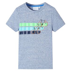 Kindershirt met korte mouwen 116 gem&ecirc;leerd blauw