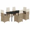 vidaXL 7-delige Tuinset met kussens poly rattan beige