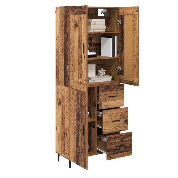 vidaXL Hoge kast met lade 2 pcs Oudhout Bewerkt hout