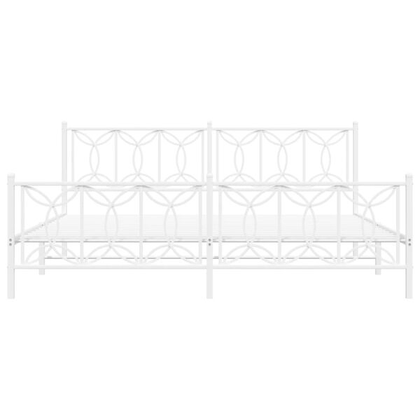 vidaXL Bedframe met hoofd- en voeteneinde metaal wit 193x203 cm