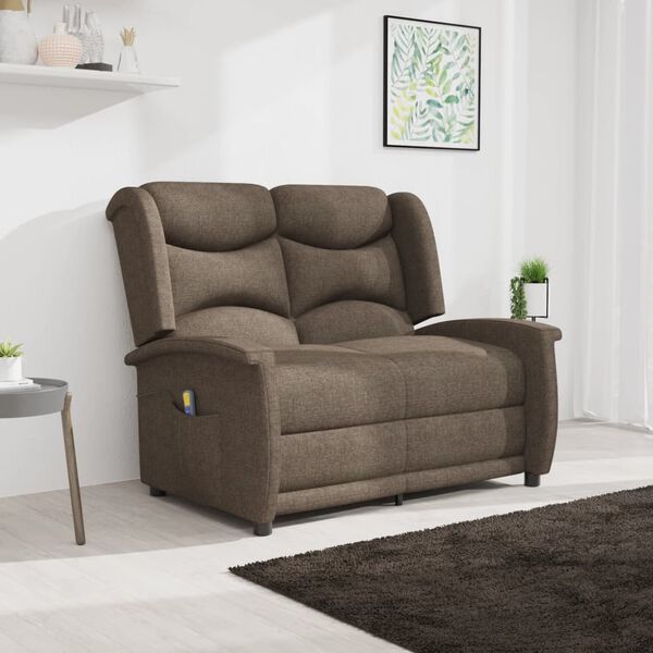 vidaXL Massagestoel 2-zits verstelbaar stof bruin