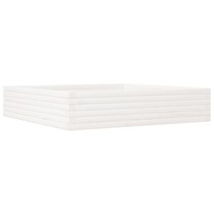 vidaXL Plantenbak 110x110x23 cm massief grenenhout wit