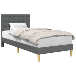 vidaXL Bedframe met hoofdeinde Donkergrijs 90 x 190 cm Stof