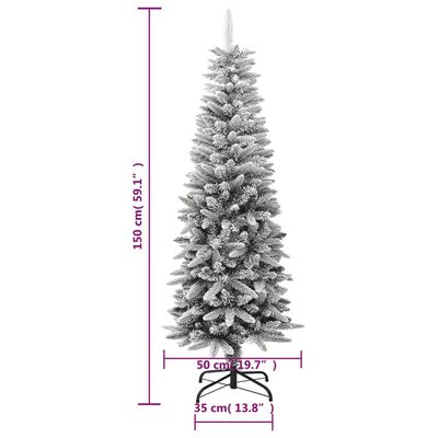 vidaXL Kunstkerstboom met sneeuw smal 150 cm PVC en PE
