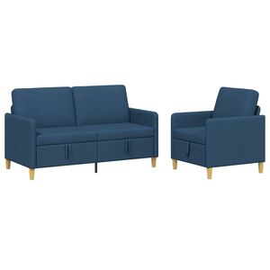 vidaXL Bankenset met opbergruimte 2 st Blauw Polyester