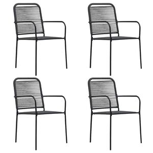 vidaXL Tuinstoelen 4 st katoenen touw en staal zwart
