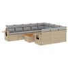 vidaXL 11-delige Loungeset met kussens poly rattan gemengd beige