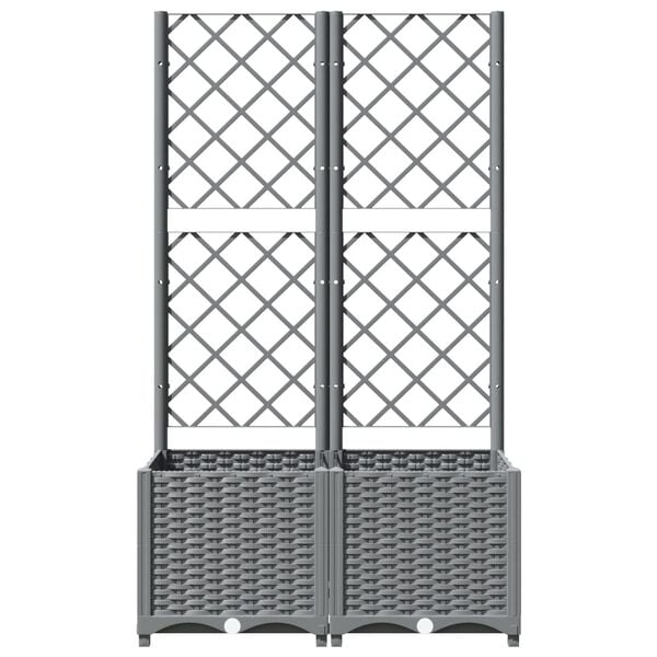 vidaXL Plantenbak met latwerk 80x40x136 cm polypropeen lichtgrijs