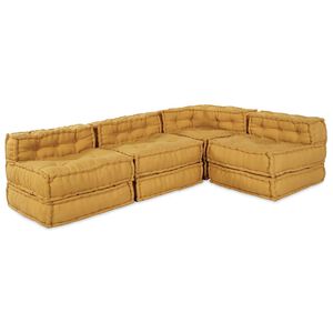vidaXL Modulair Sofabet Stof Geel 210 x 140 x 56 cm