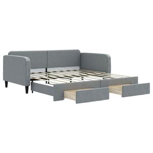 vidaXL Slaapbank met onderschuifbed lades 100x190 cm stof lichtgrijs