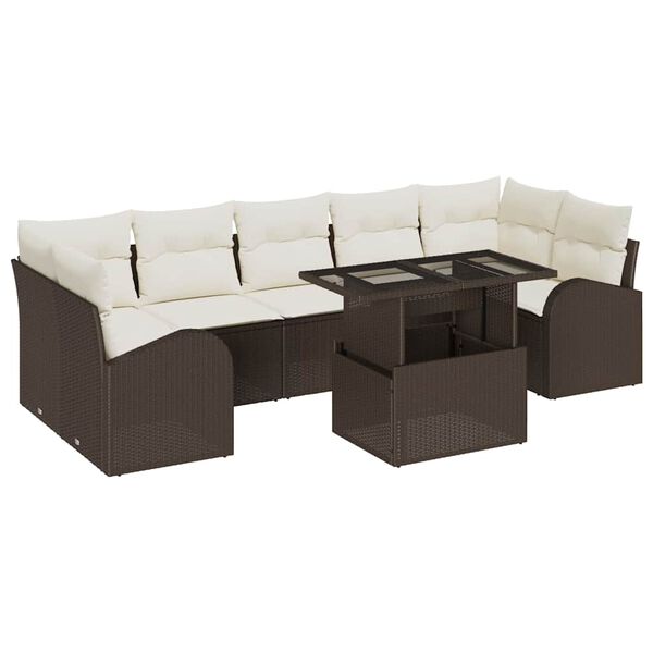 vidaXL Tuin Sofa Set met kussen 8 pcs Bruin Poly riet